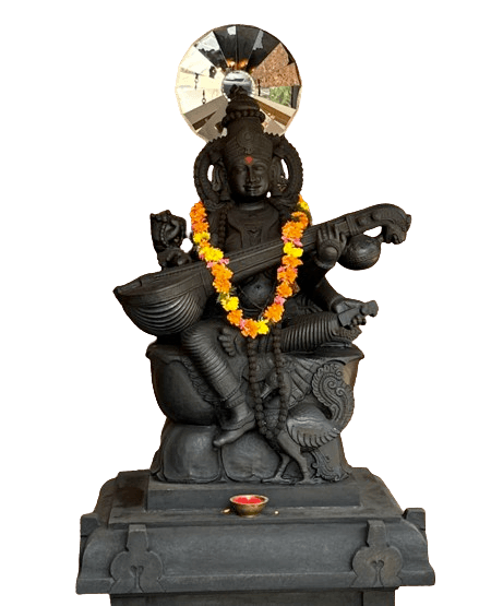 Saraswathi Devi adorned with flowers